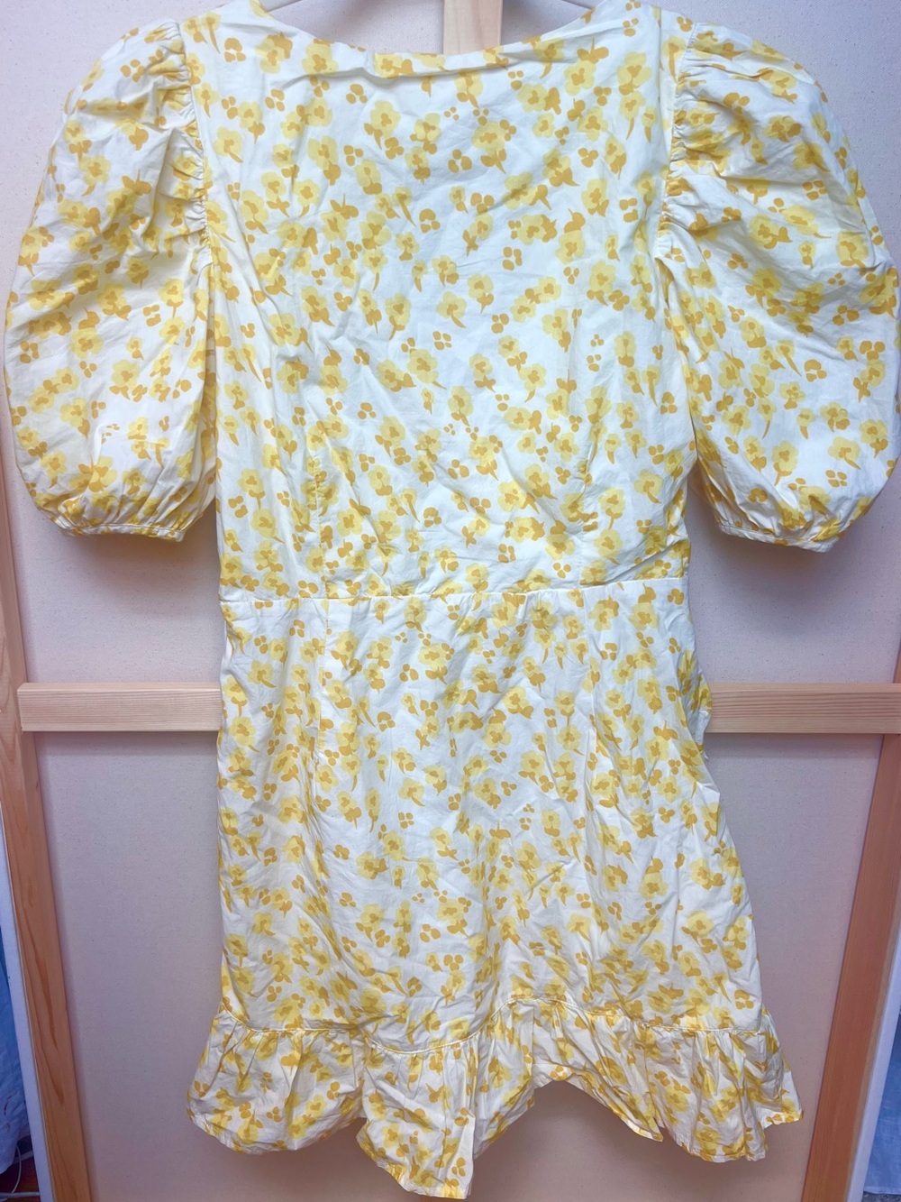Free People Yellow Floral Mini Dress Size L - Picture 5 of 8